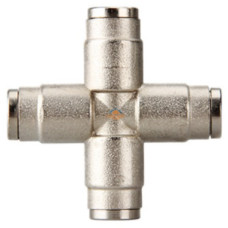 Brass Slip Lock Cross Connector for 3/8 inch (Ø9.52mm) high Pressure tubing-Imported